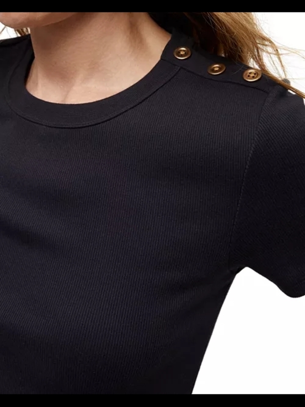 Veronica Beard Draya Short Sleeve Button Shoulder Tee Sz XS Black EUC